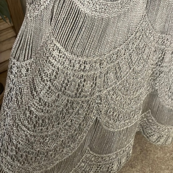 Elegant Silver Crochet Maxi Skirt Sz Medium to Large - Picture 2 of 9